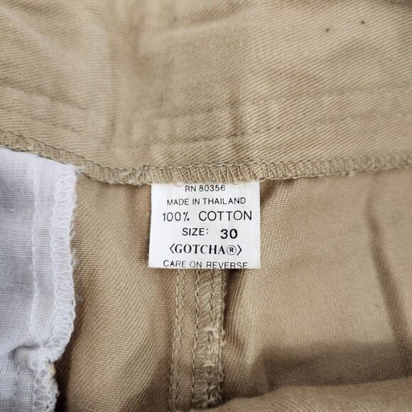 Gotcha Khaki Chino Shorts Mens Size 30 Vintage 100% Cotton Casual 80s Beige - Picture 5 of 9